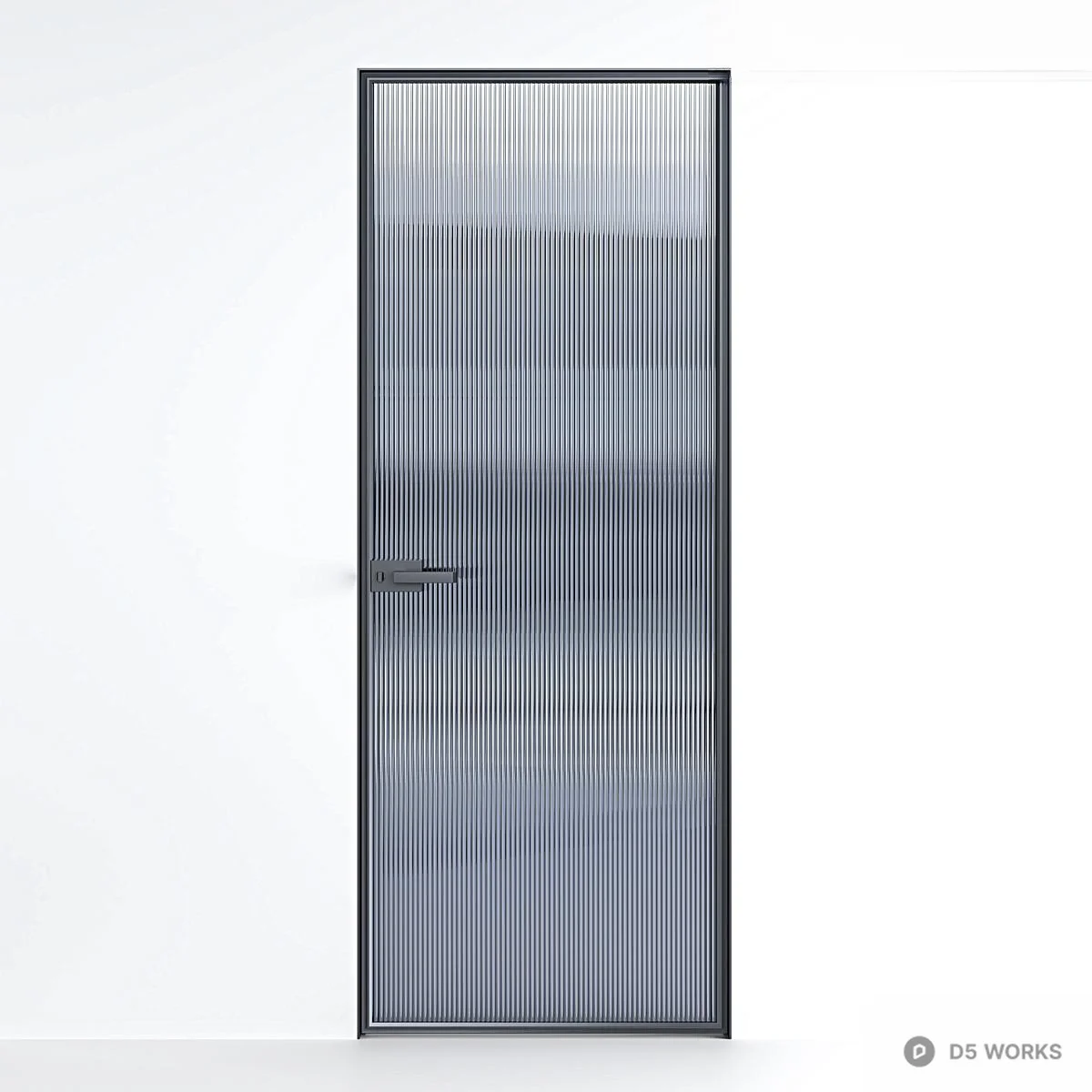 Minimalist Single Door With Ribbed Glass 3d model - Image 1