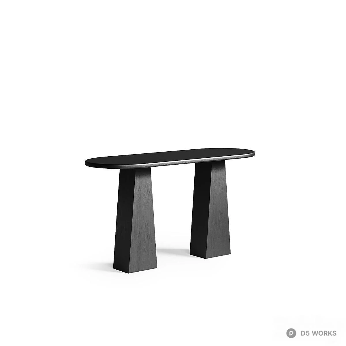 Minimalist Black Wood Dining Table And Bench Set 3d model thumbnail 5