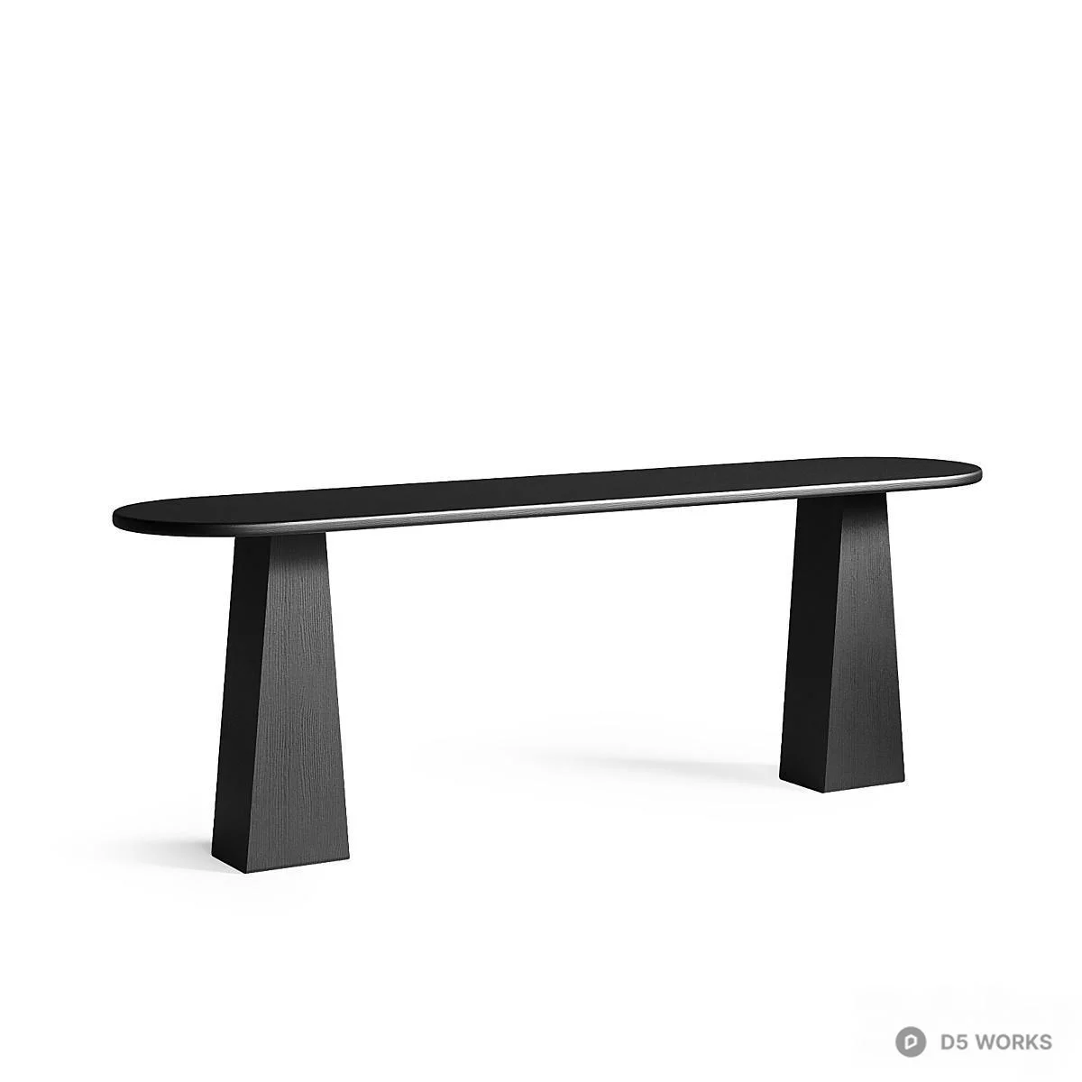 Minimalist Black Wood Dining Table And Bench Set 3d model thumbnail 3