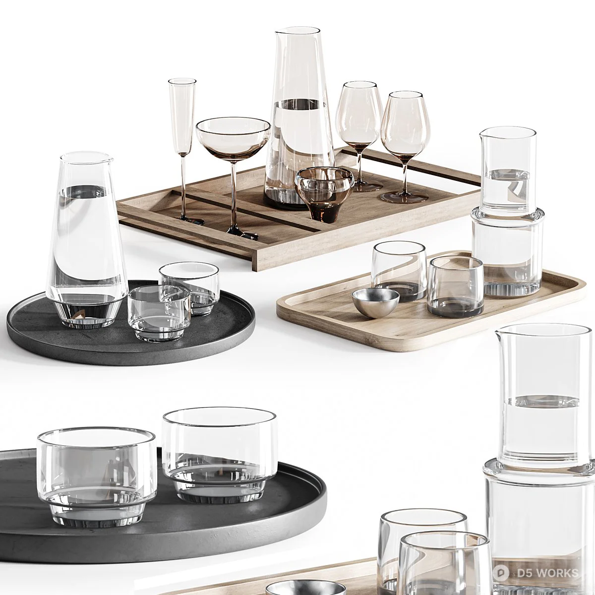 Minimalist Glass Tea Set 3d model - Image 1