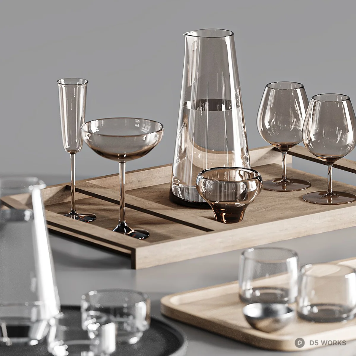 Minimalist Glass Tea Set 3d model thumbnail 4
