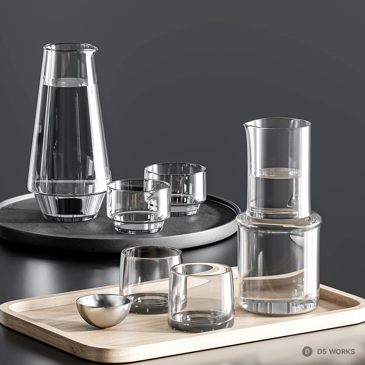 Minimalist Glass Tea Set 3d model thumbnail 3