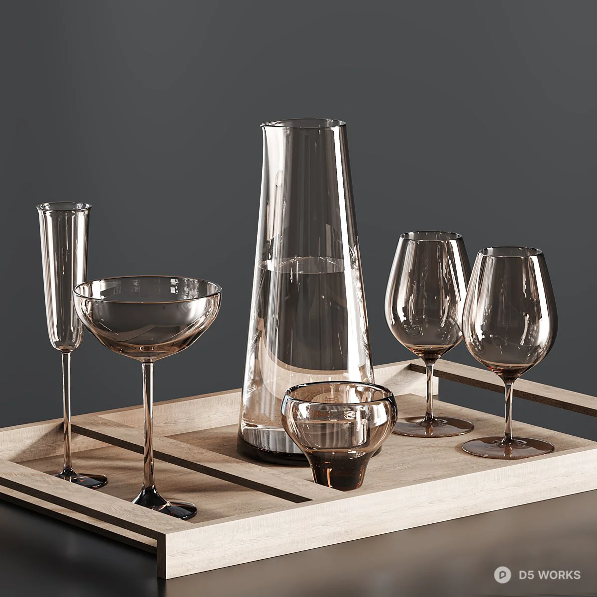 Minimalist Glass Tea Set 3d model thumbnail 2