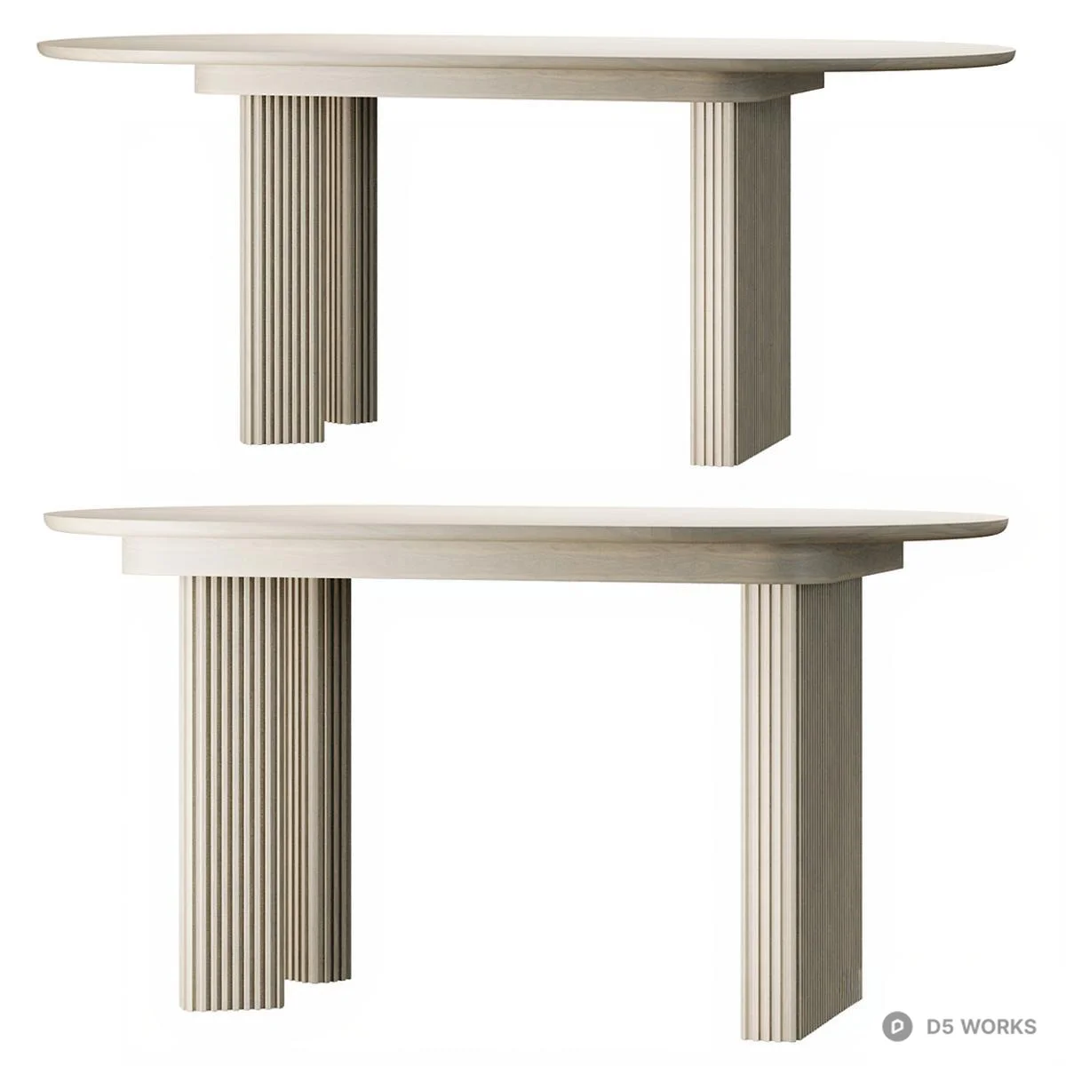 Fluted Leg Dining Table 3d model thumbnail 3