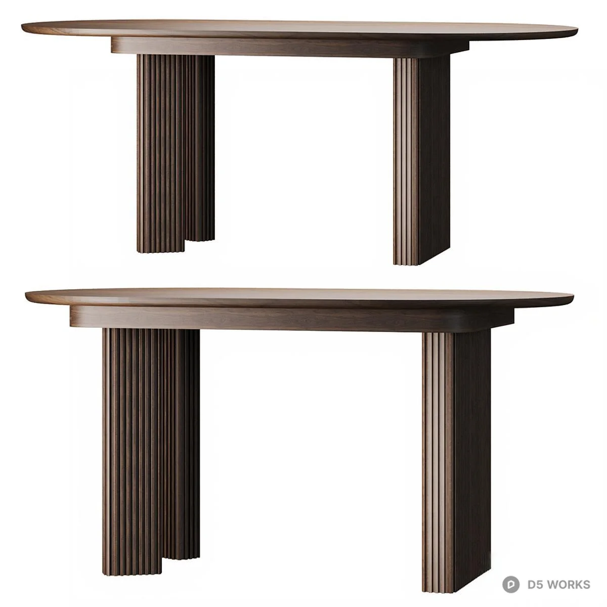 Fluted Leg Dining Table 3d model thumbnail 2