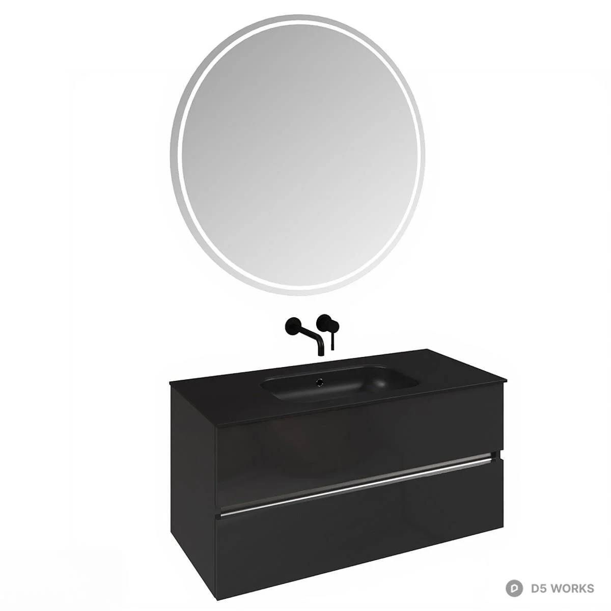 Modern Bathroom Vanity Set 3d model thumbnail 2