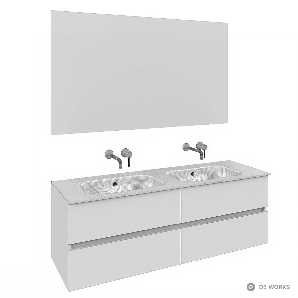 Modern Bathroom Vanity Set 3d model thumbnail 7