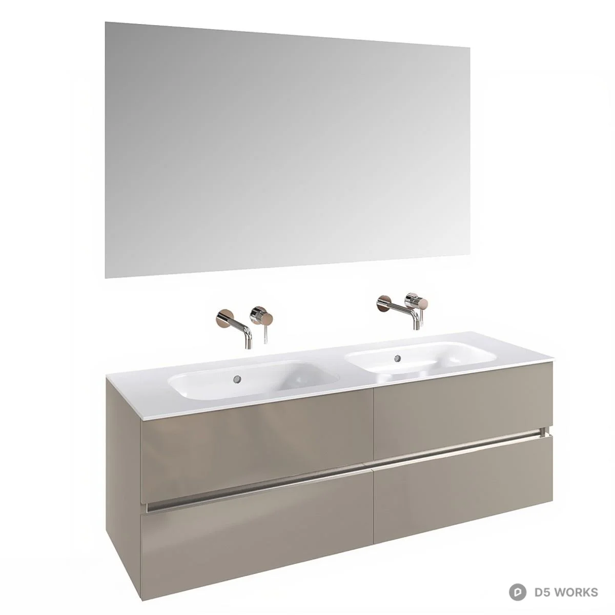 Modern Bathroom Vanity Set 3d model thumbnail 3