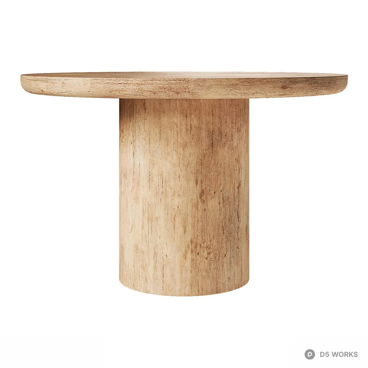 Solid Wood Pedestal Dining Table 3d model thumbnail 3