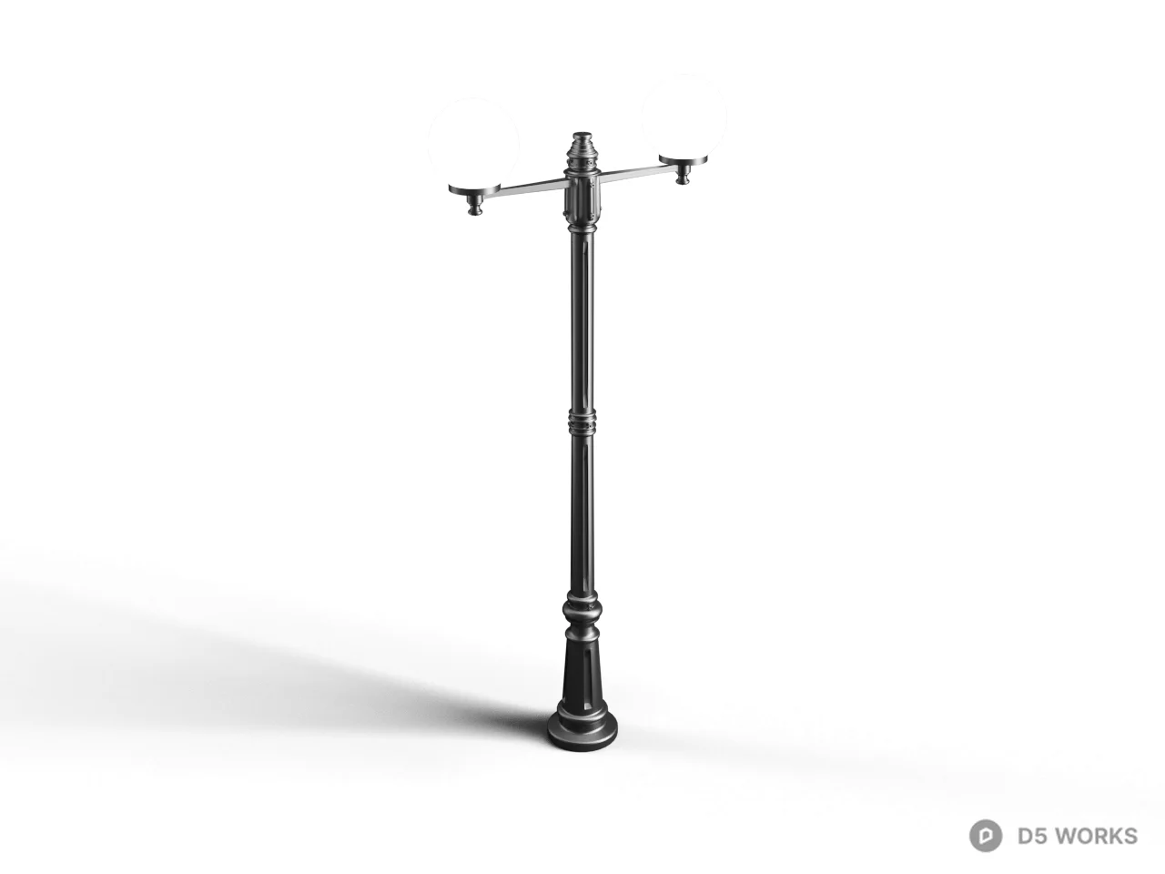 Classic Black Garden Lamp Post 3d model - Image 1