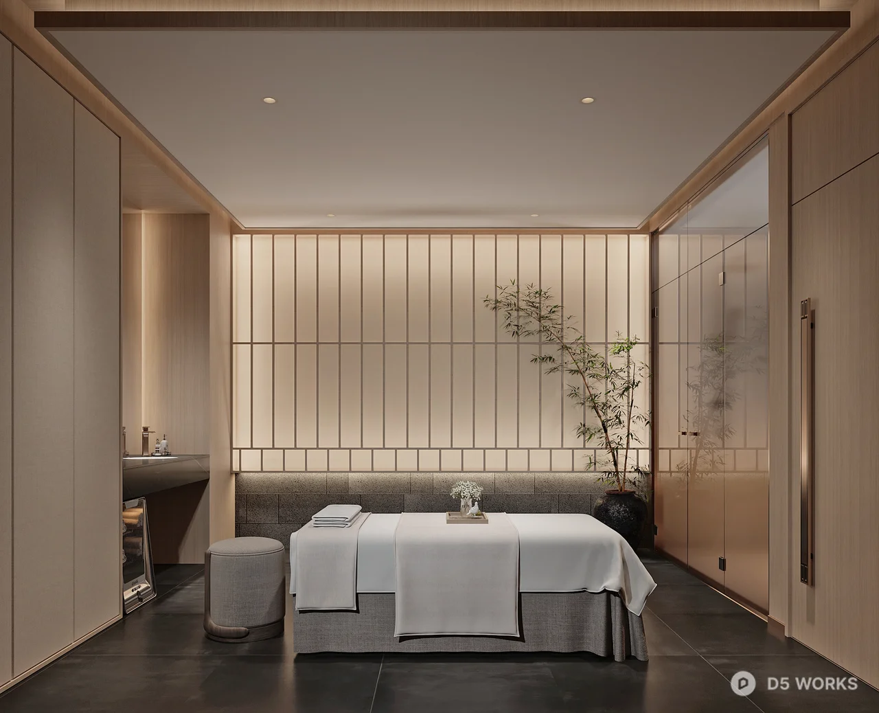 Minimalist Japanese Spa Room 3d model - Image 1