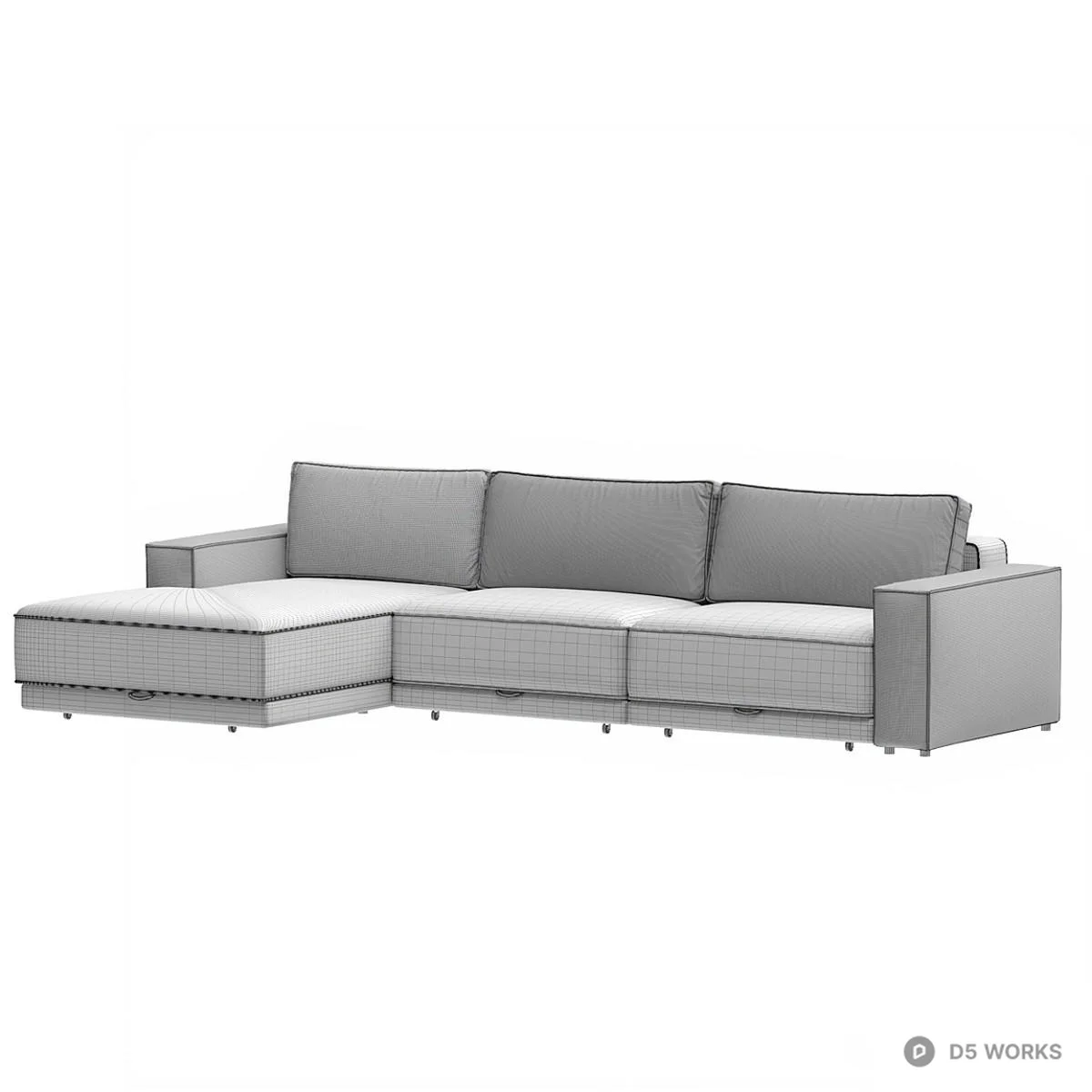 Modular Sectional Sofa In Dark Gray Velvet 3d model thumbnail 3