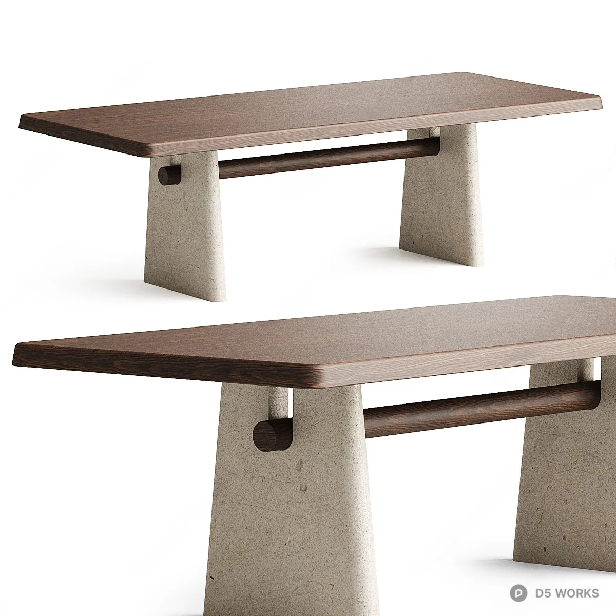 Concrete Base Dining Table 3d model - Image 1
