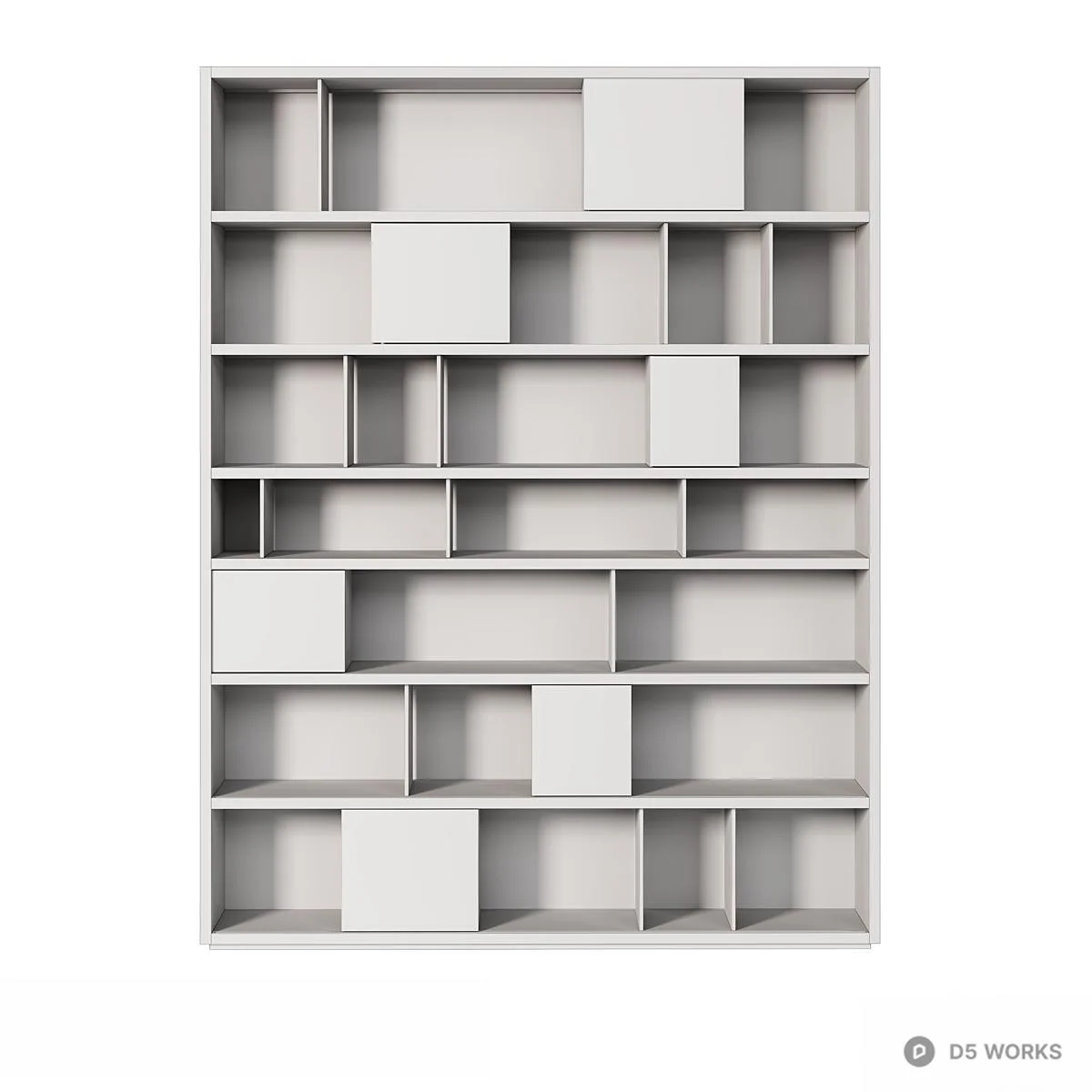 Modern Wood Grain Modular Bookshelf 3d model thumbnail 3