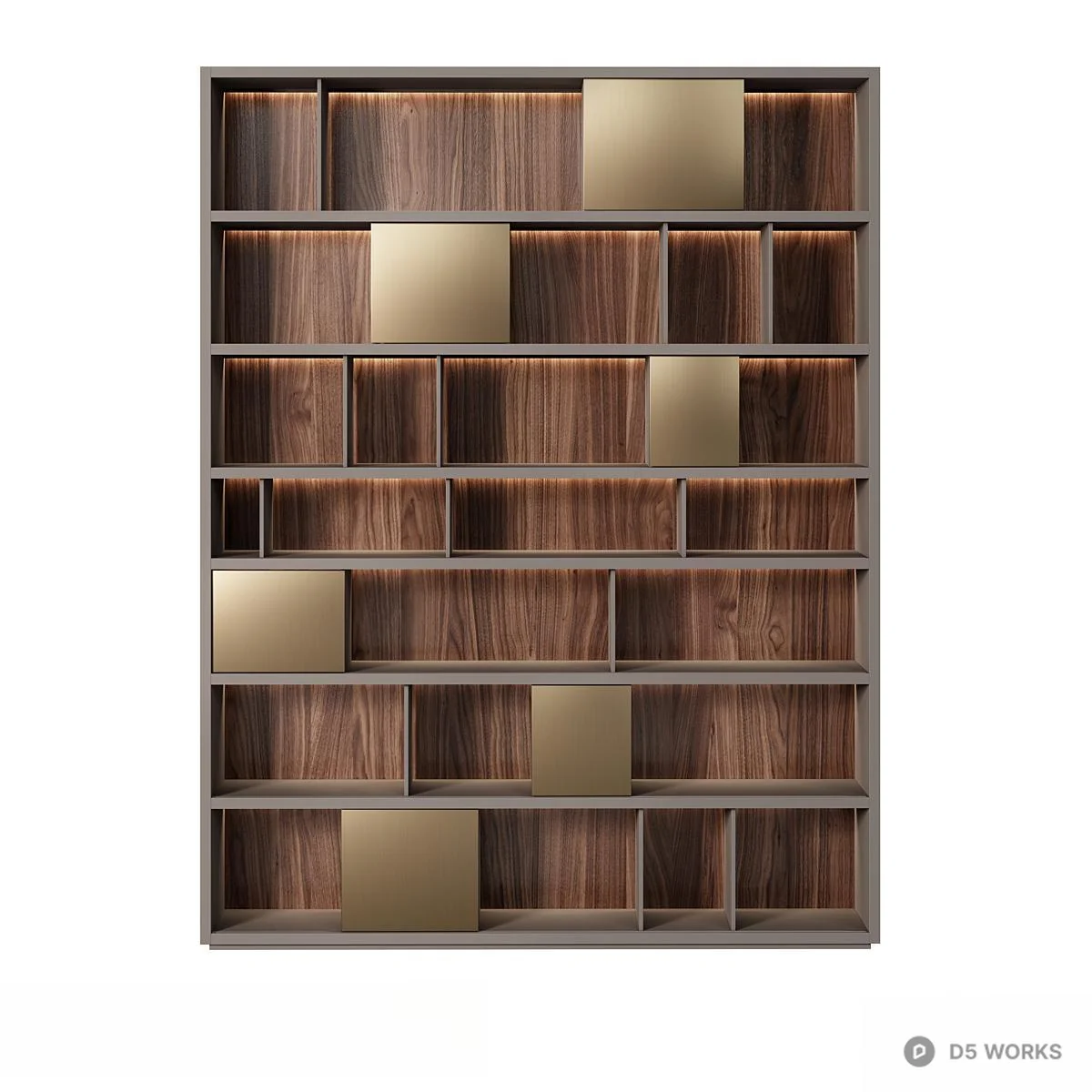 Modern Wood Grain Modular Bookshelf 3d model thumbnail 2
