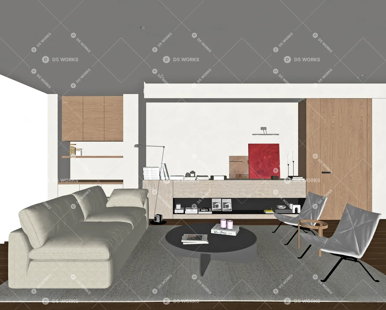 Modern Home Living Room 3d model thumbnail 2