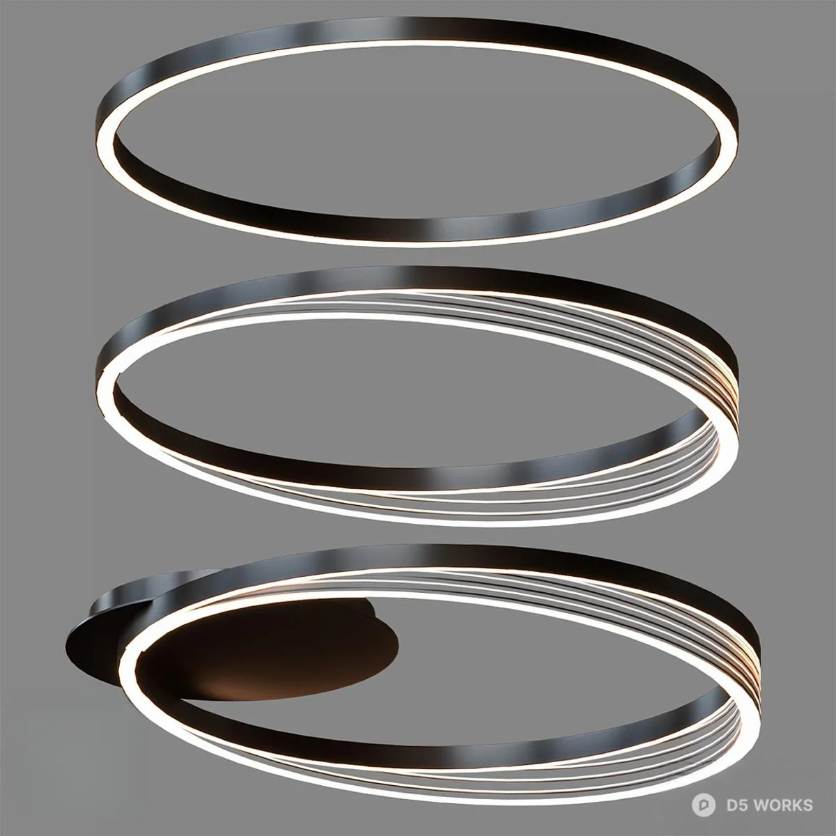 Modern Wave Design Ceiling Light 3d model thumbnail 3
