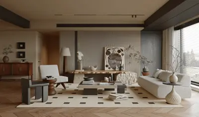 Mid-Century Modern Home Living Room 3d model