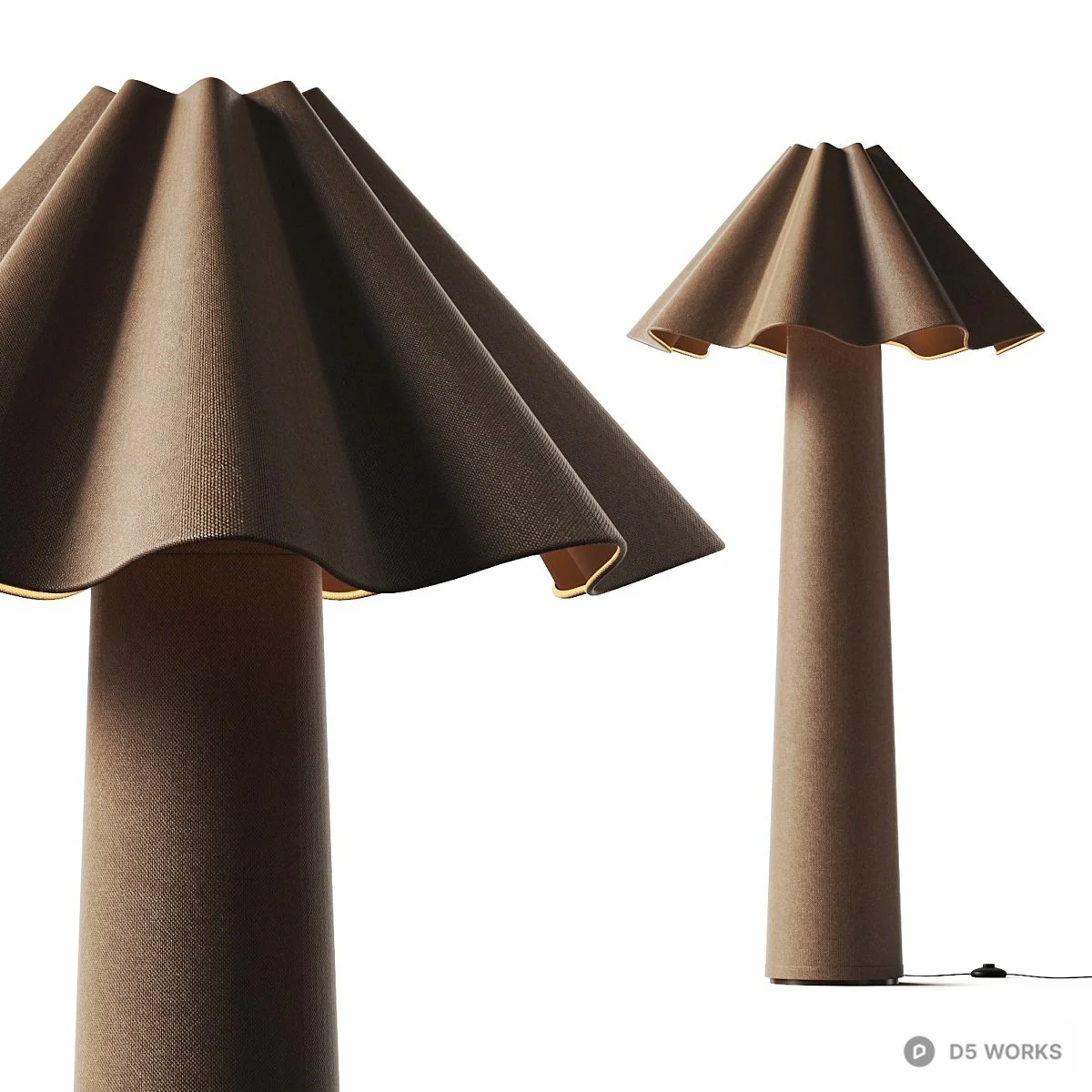Pleated Fabric Floor Lamp 3d model - Image 1