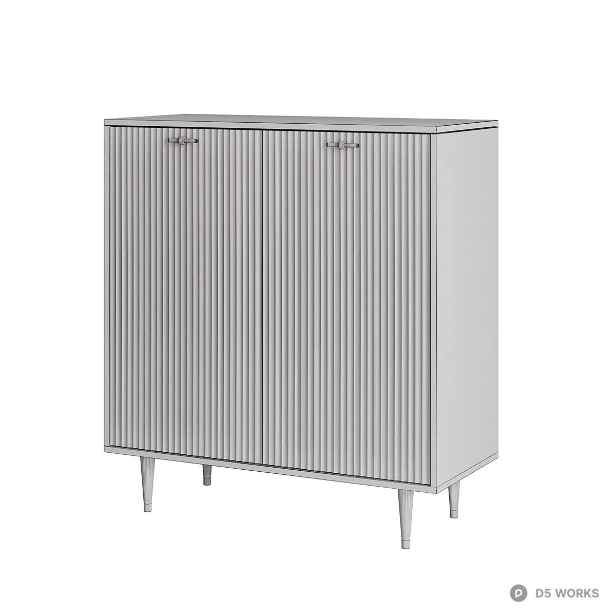 Retro Style Ribbed Sideboard 3d model thumbnail 2