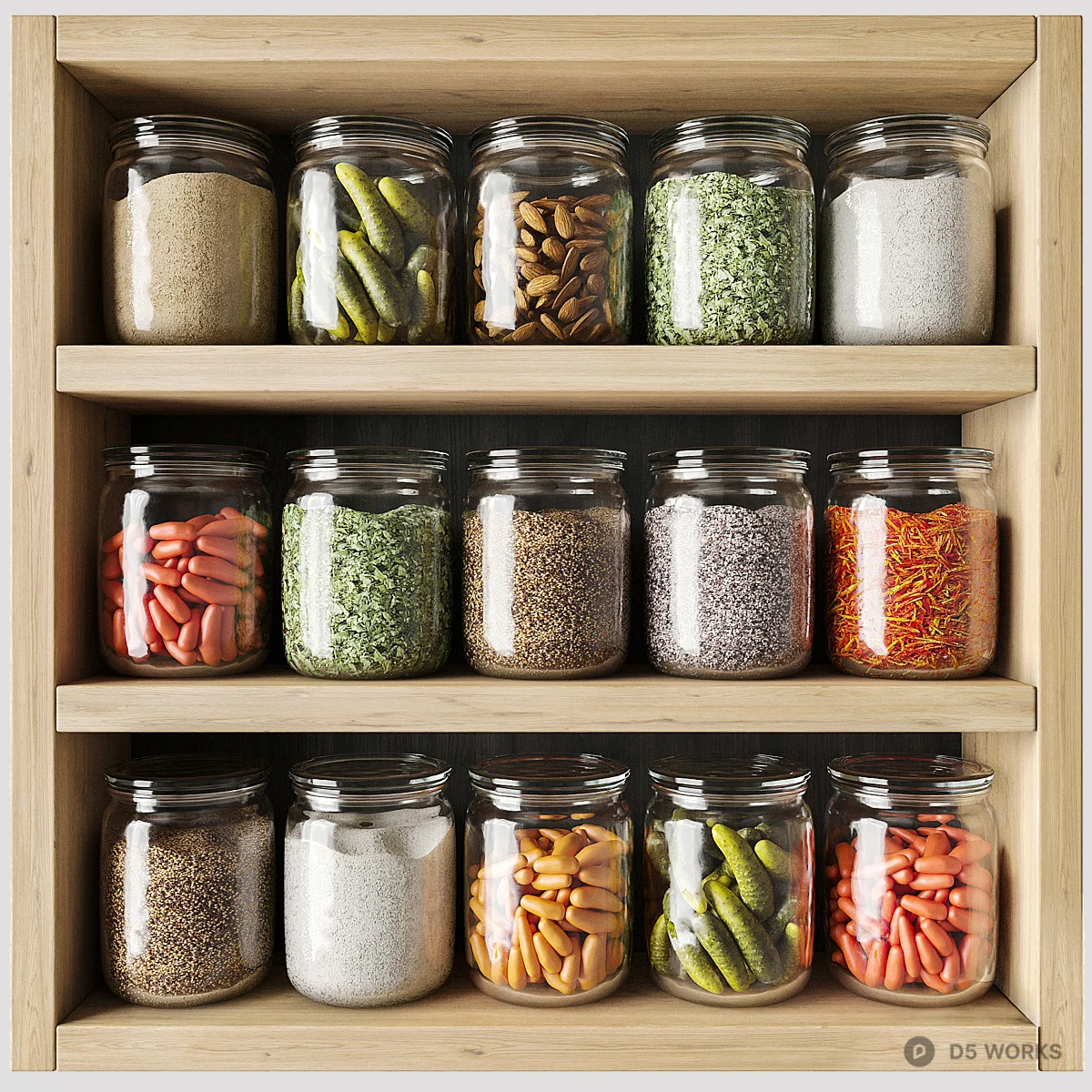 Glass Jar Condiment Storage Rack 3d model - Image 1
