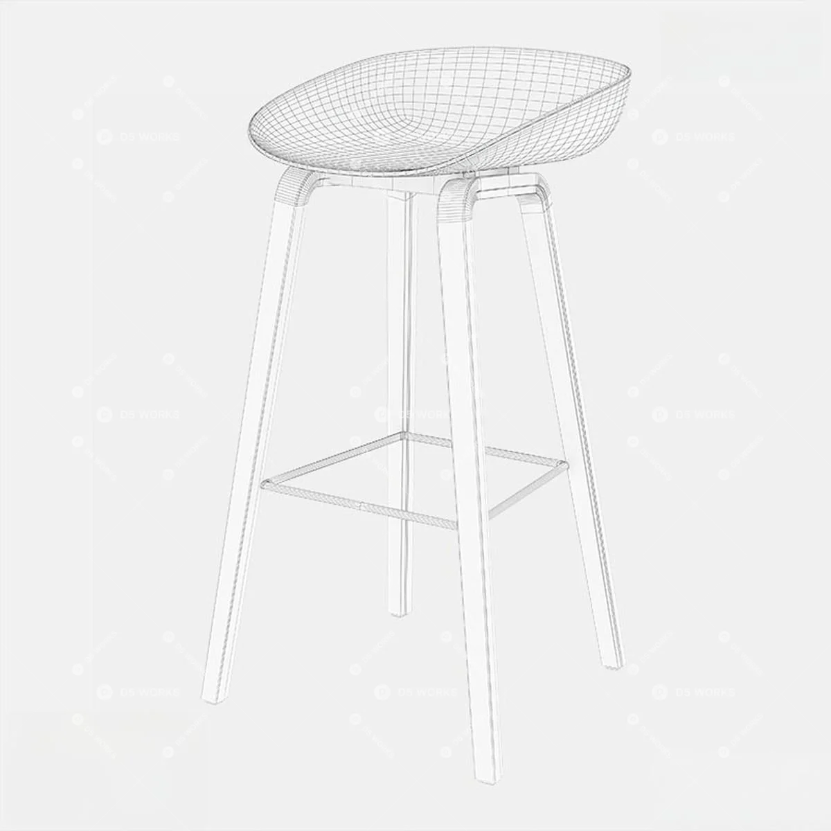 Scandinavian Bar Stool 3d model thumbnail 2