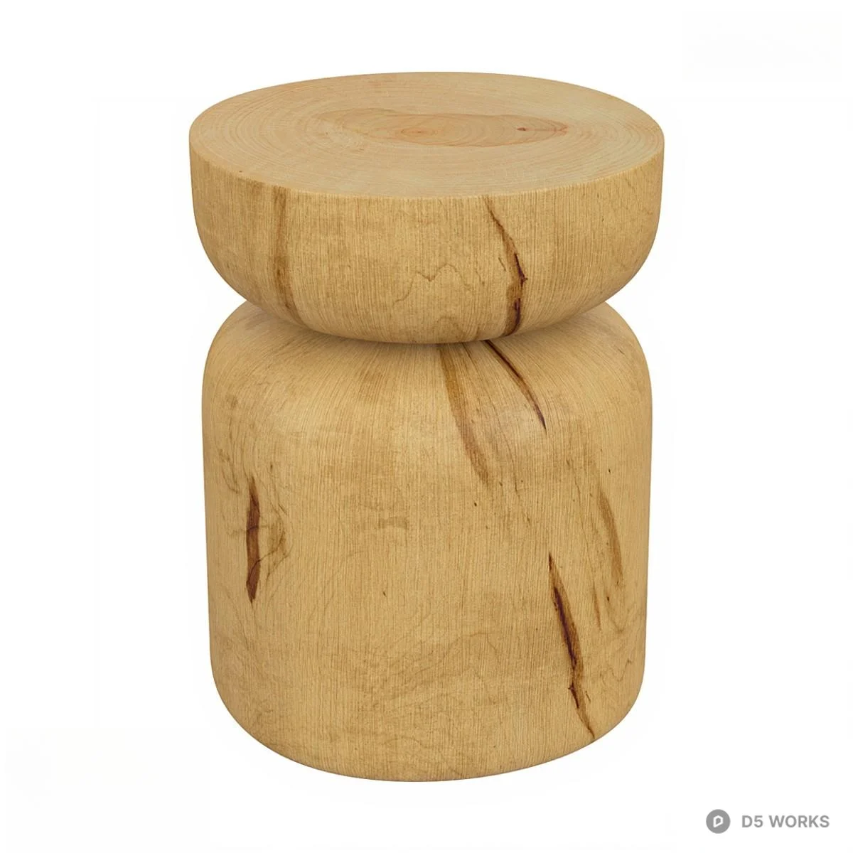 Rustic Wooden Stool 3d model - Image 1