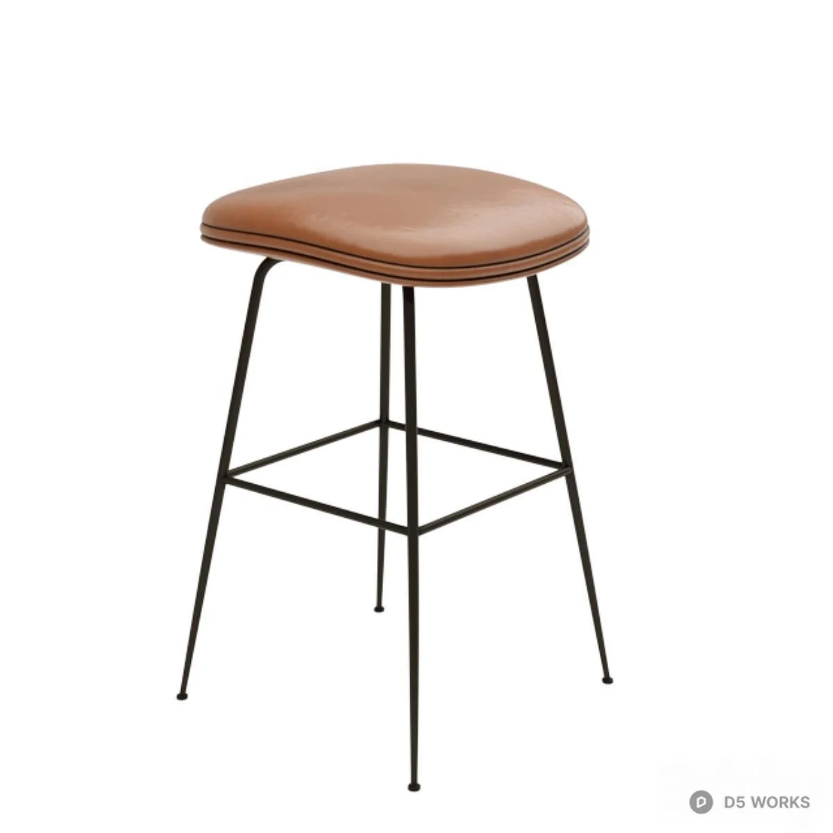 Leather Upholstered Bar Stool With Metal Frame 3d model - Image 1