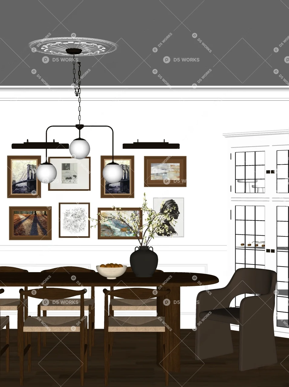 Modern Dining Room (Home) 3d model thumbnail 2