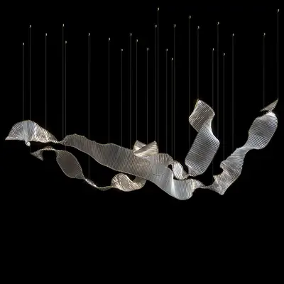 Sculptural Ribbon Pendant Light 3d model
