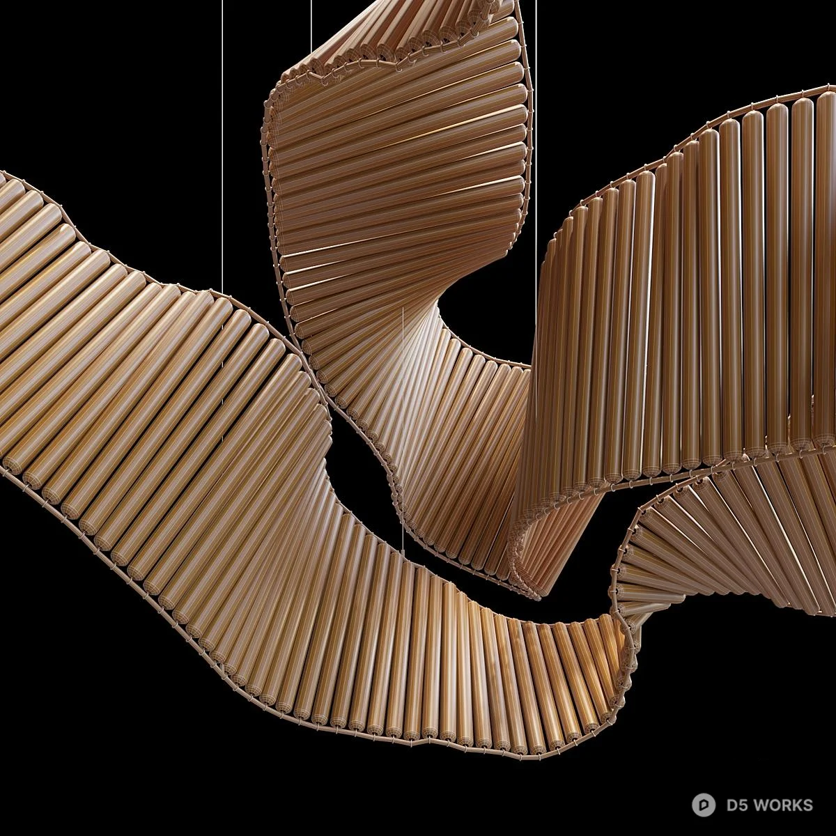 Sculptural Ribbon Pendant Light 3d model thumbnail 2