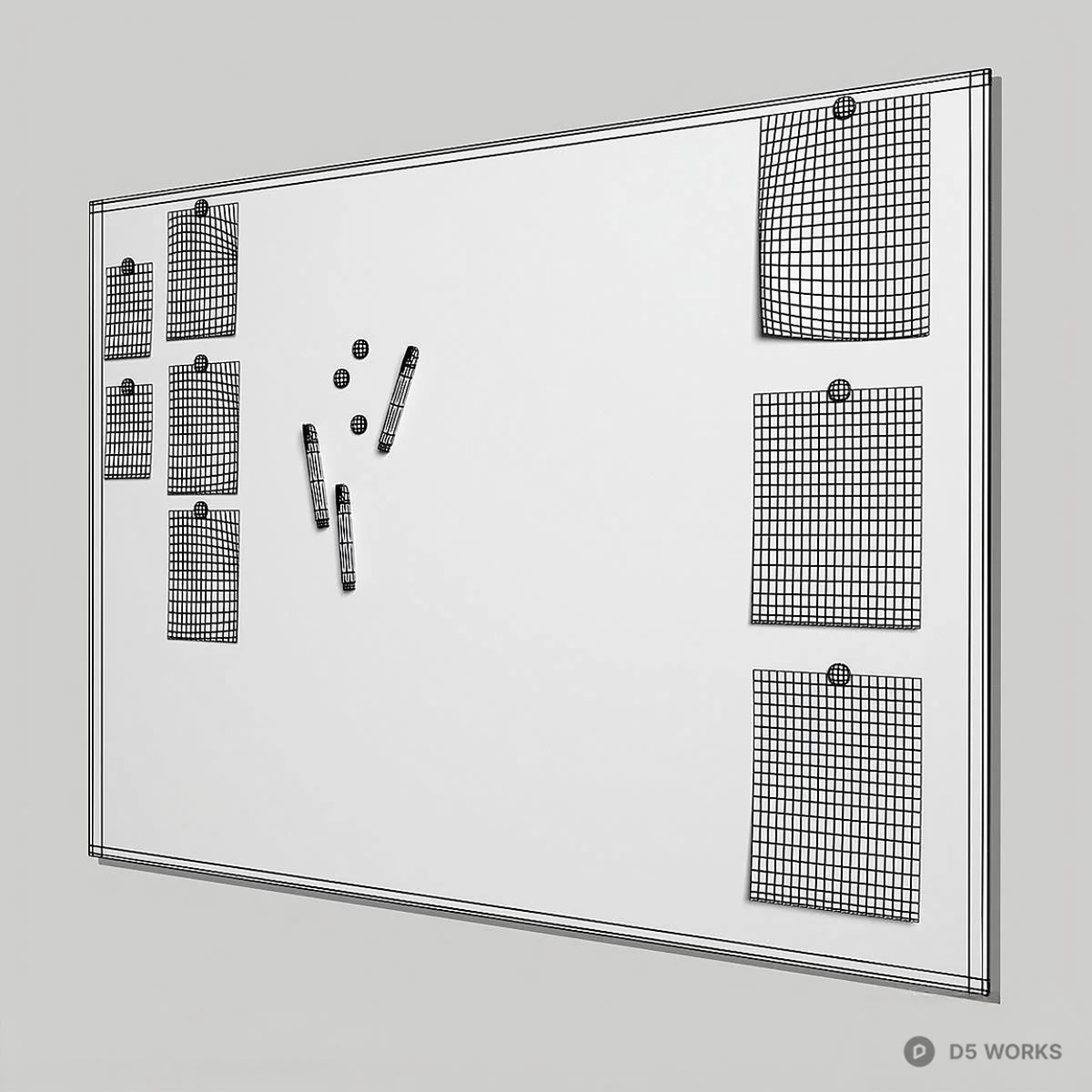 Blue Writing Board With Photo Clips 3d model thumbnail 4