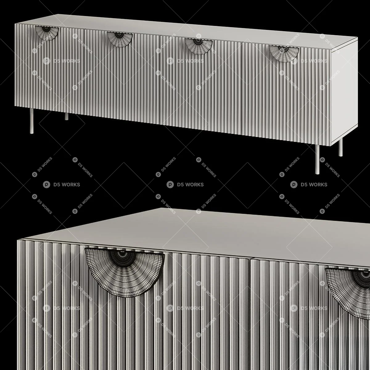 Quiet Luxury TV Cabinet 3d model thumbnail 2