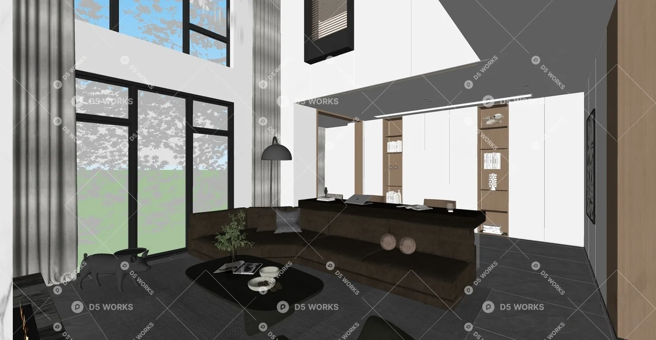 Modern Villa Living Room 3d model thumbnail 2