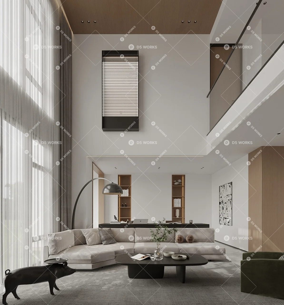 Modern Villa Living Room 3d model thumbnail 3