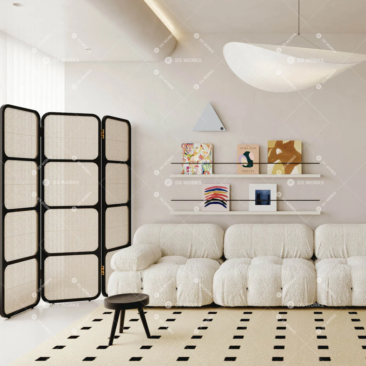 Contemporary Home Living Room 3d model thumbnail 2