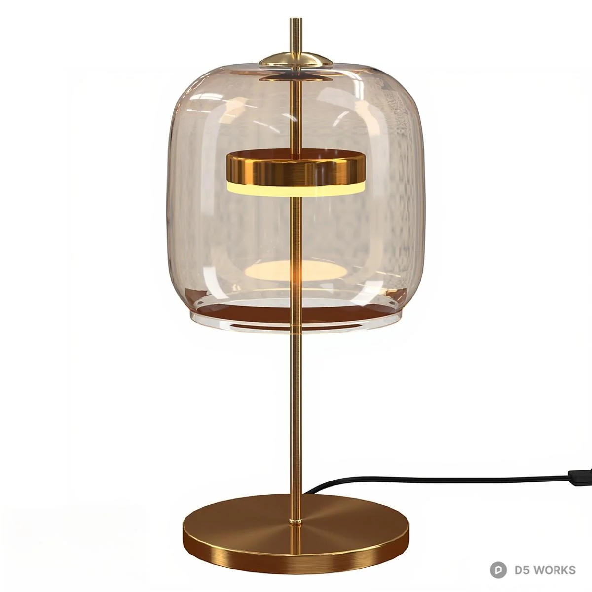 Minimalist Glass And Brass Table Lamp 3d model - Image 1