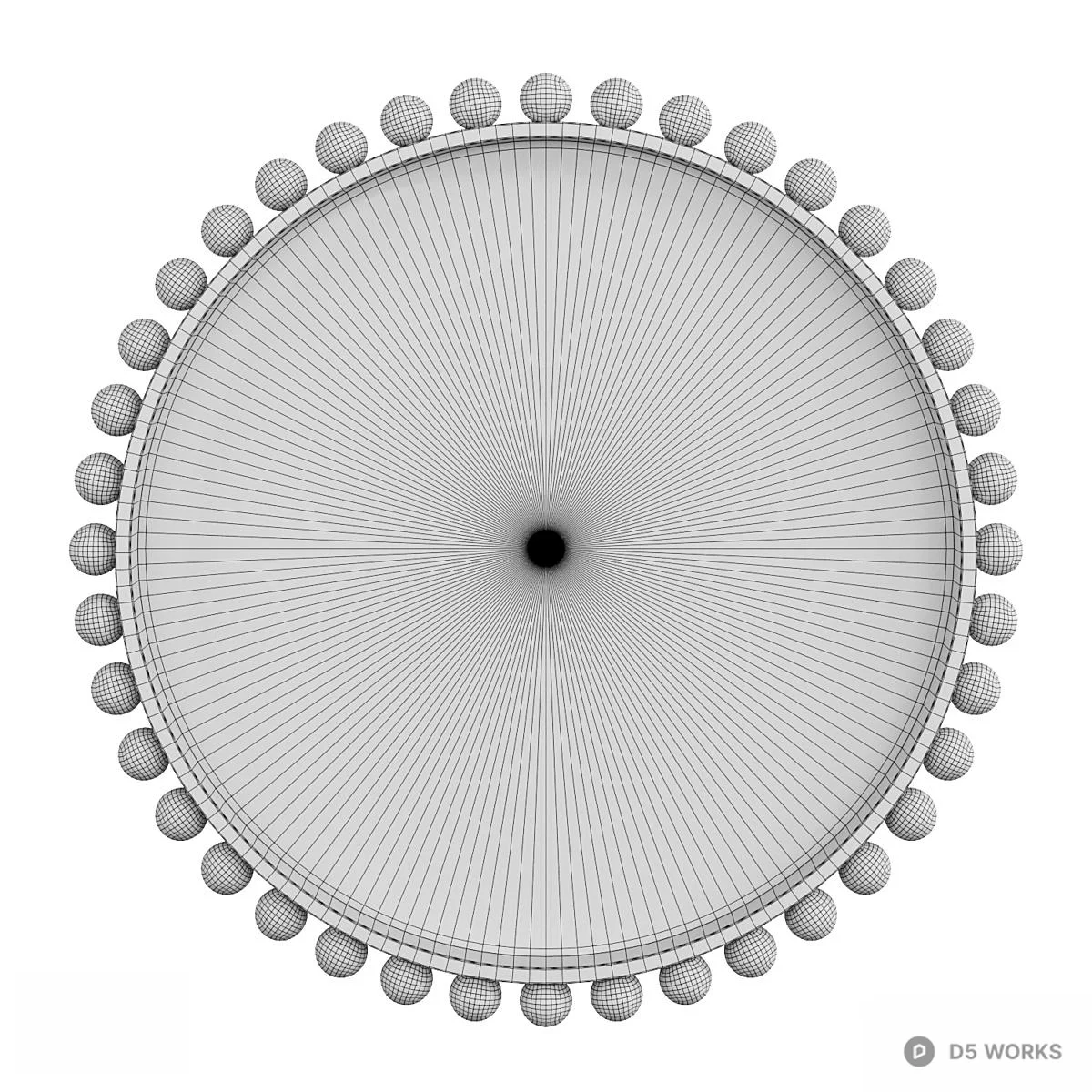 Black Beaded Round Decorative Mirror 3d model thumbnail 2