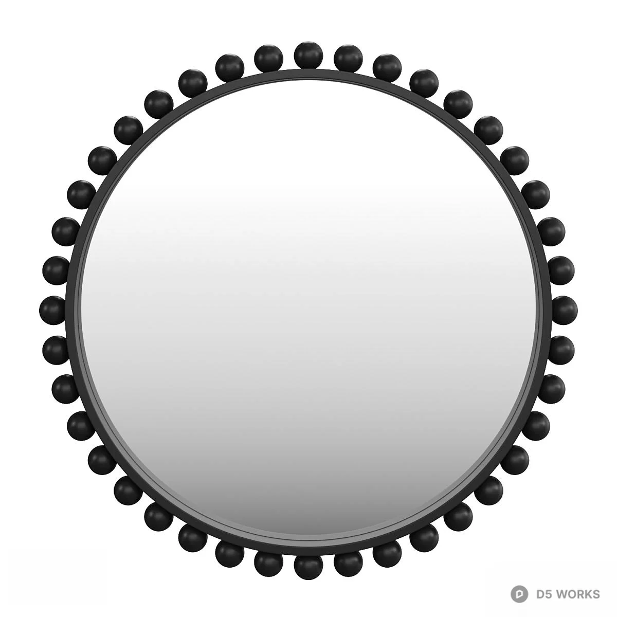 Black Beaded Round Decorative Mirror 3d model - Image 1