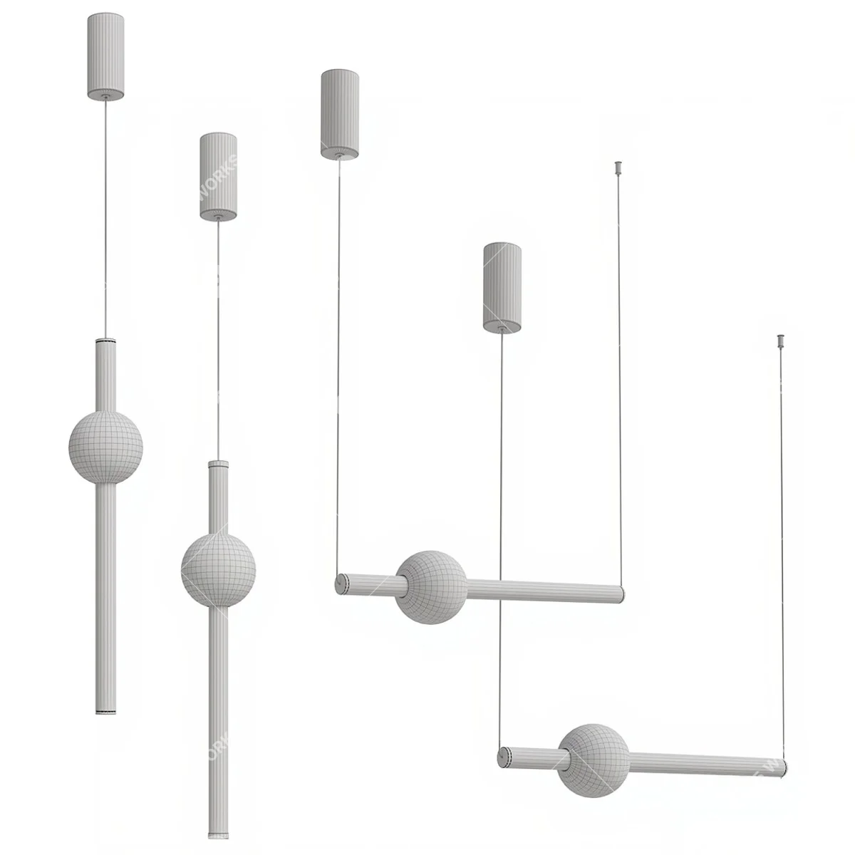 Contemporary Pendant Light 3d model thumbnail 3