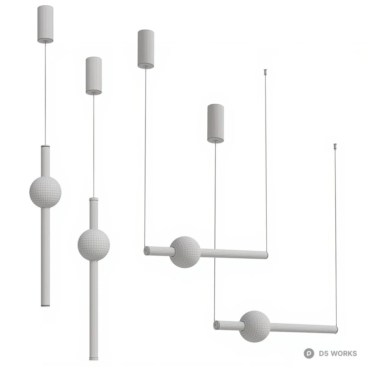 Minimalist Brass Pendant Light 3d model thumbnail 3