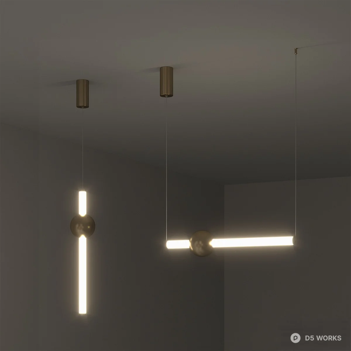 Minimalist Brass Pendant Light 3d model thumbnail 5