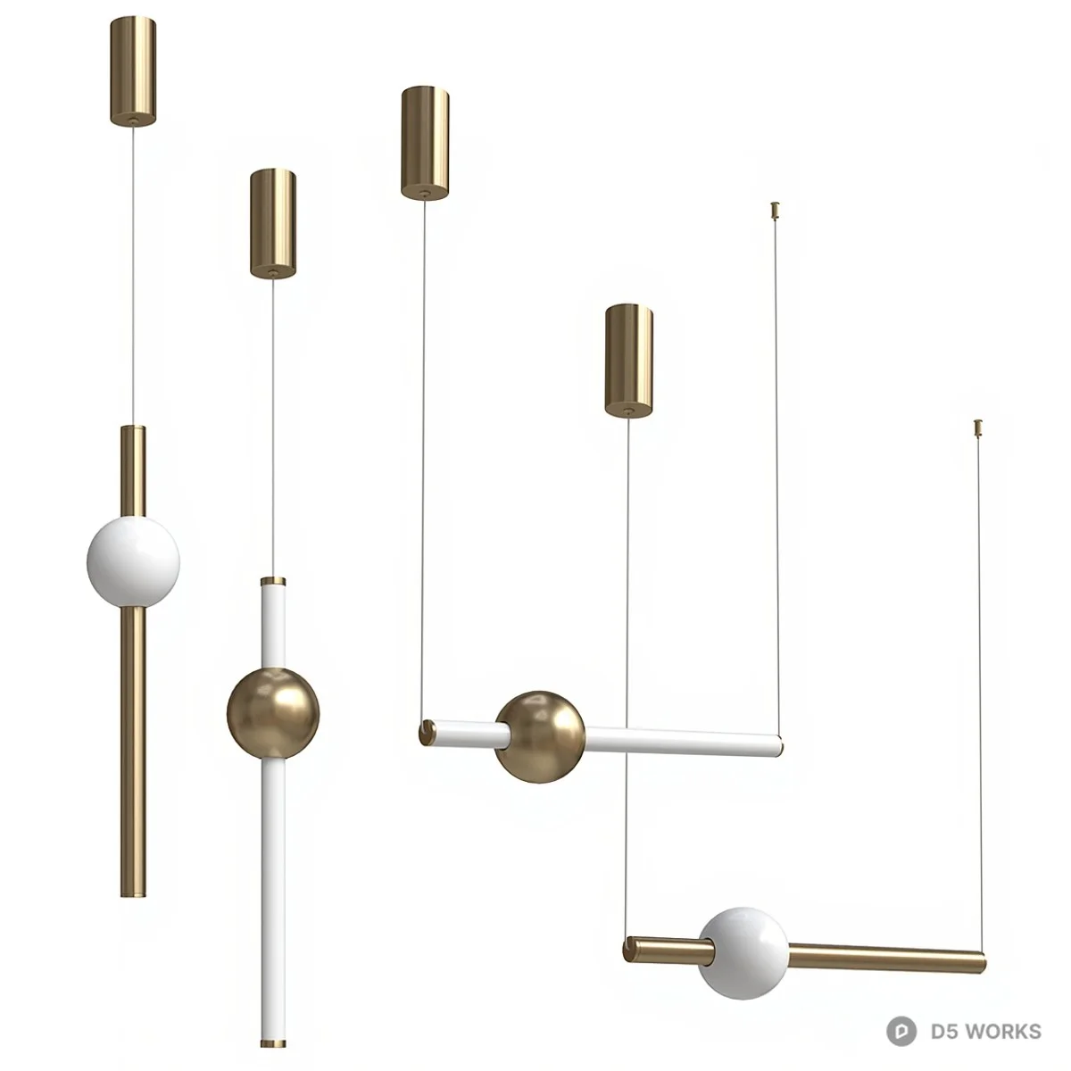 Minimalist Brass Pendant Light 3d model thumbnail 2