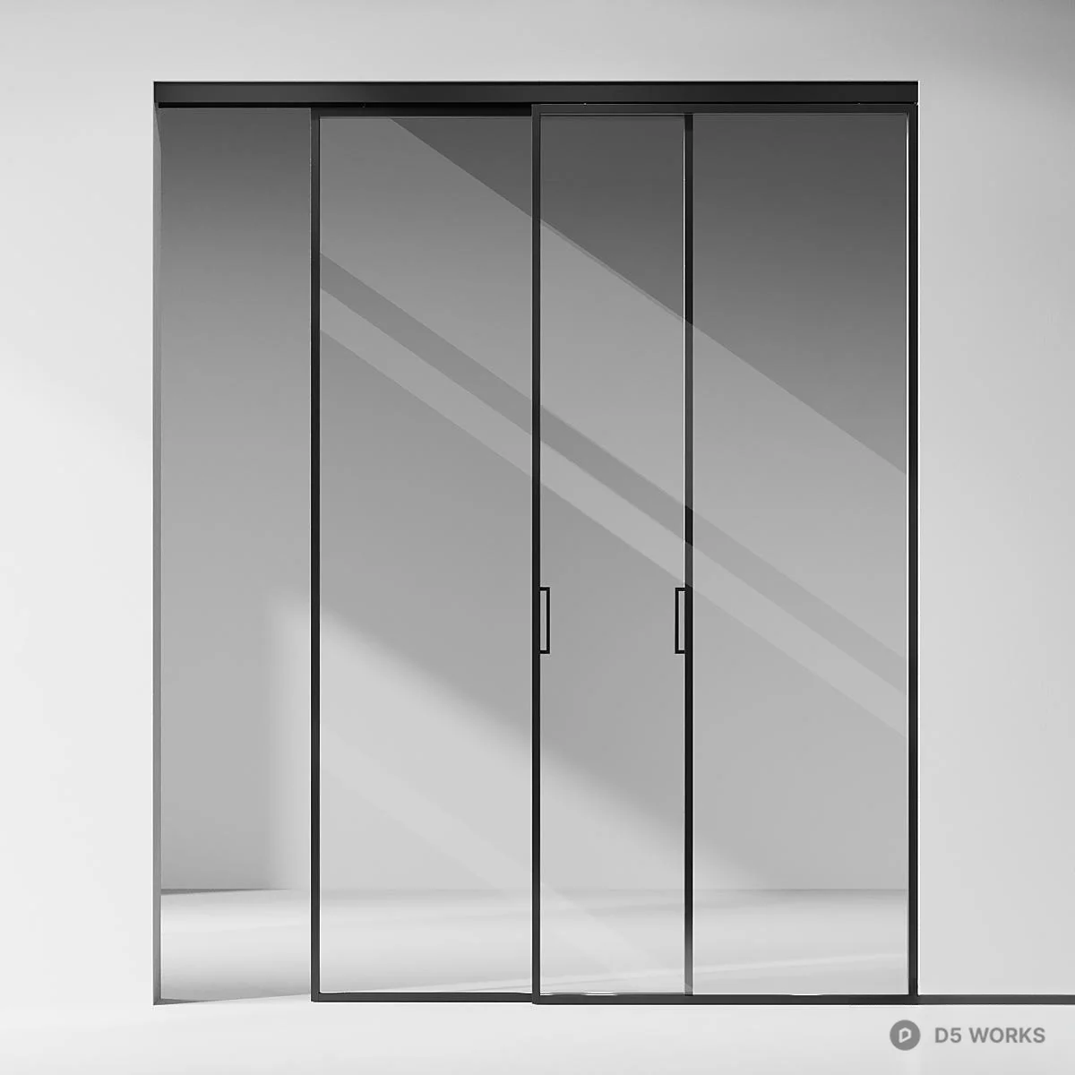 Minimalist Black Frame Sliding Door 3d model thumbnail 2