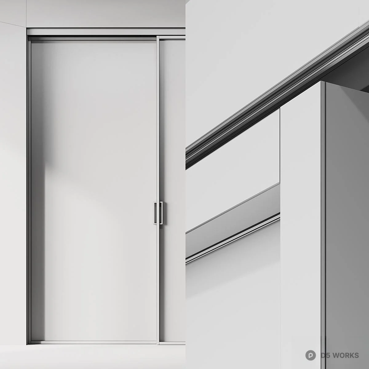Minimalist Black Frame Sliding Door 3d model thumbnail 5