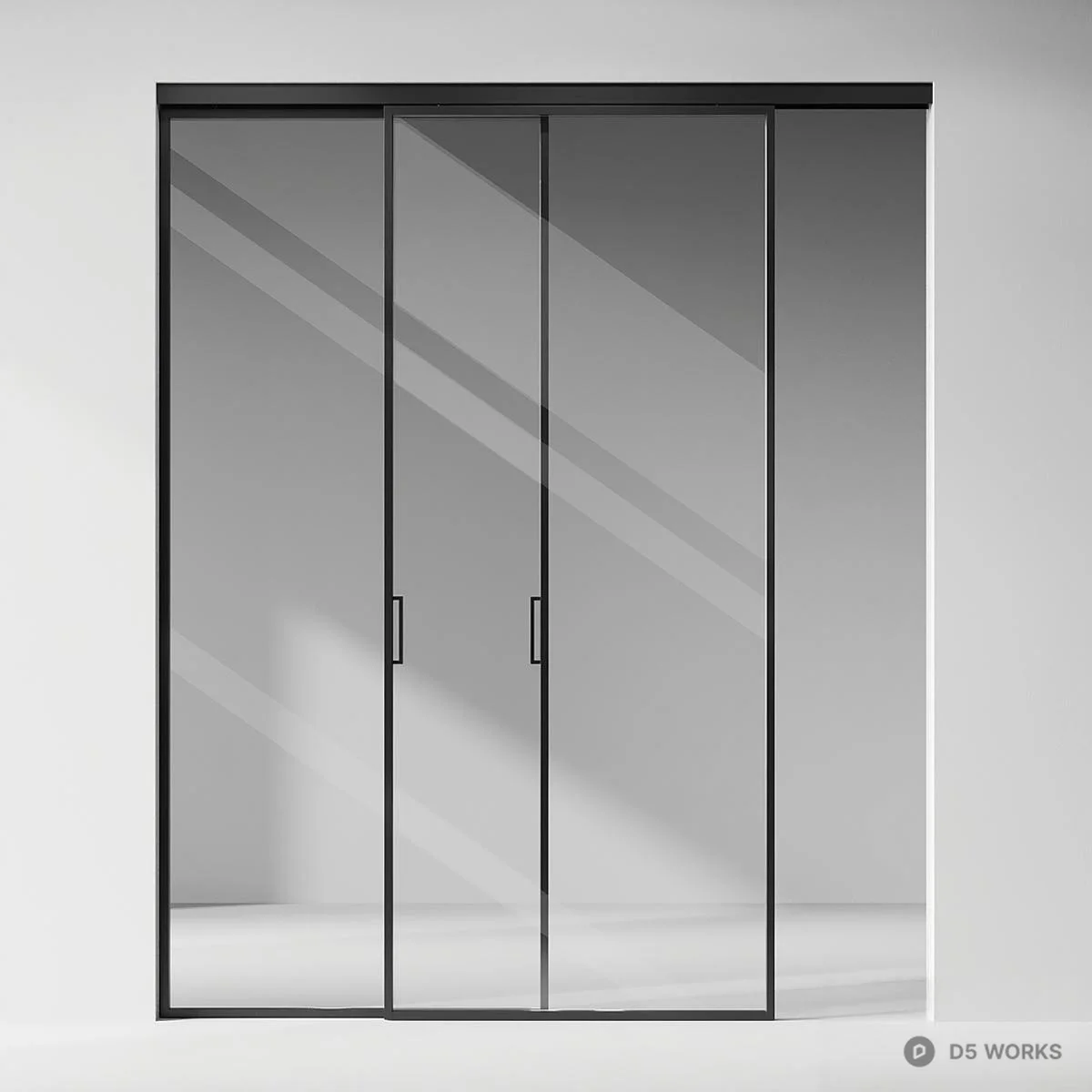 Minimalist Black Frame Sliding Door 3d model thumbnail 3