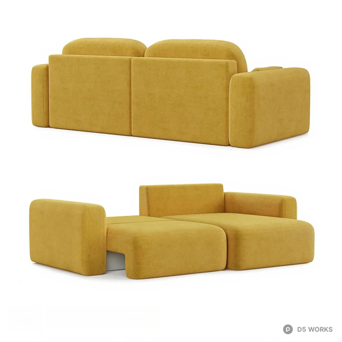 Modular Velvet Three Seater Sofa 3d model thumbnail 2