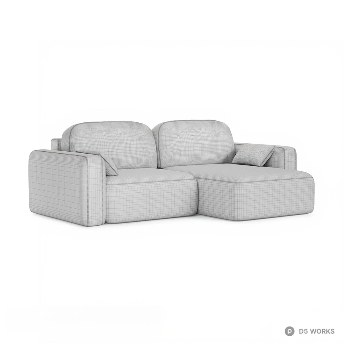 Modular Velvet Three Seater Sofa 3d model thumbnail 3