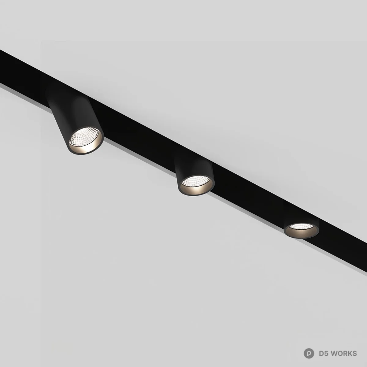 Black Track Mounted Spotlights 3d model - Image 1