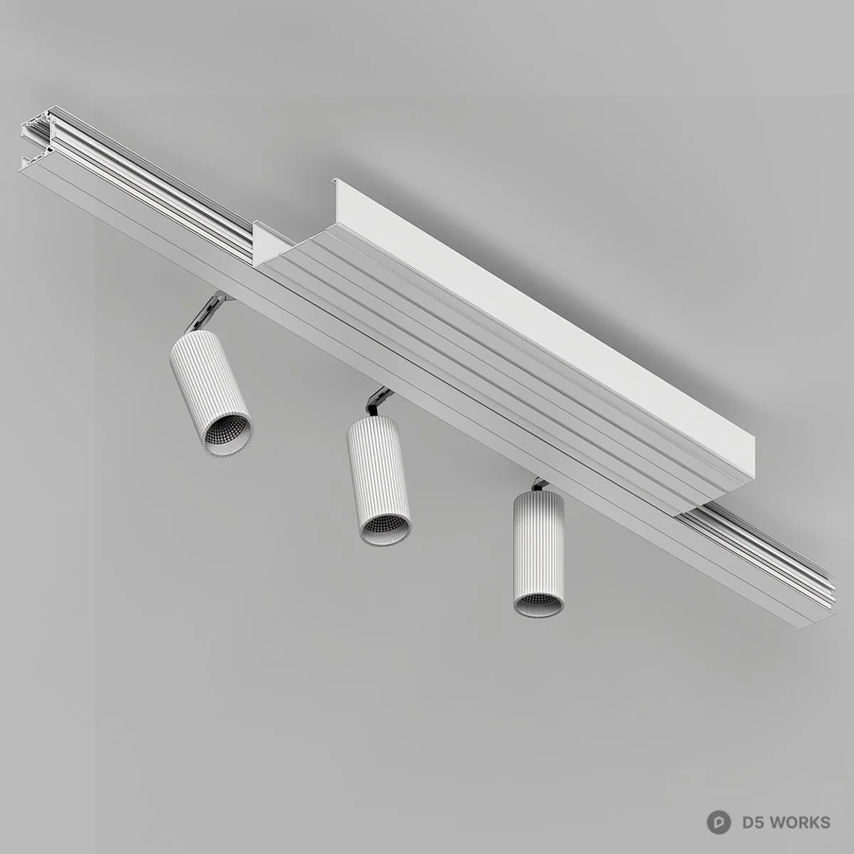 Black Track Mounted Spotlights 3d model thumbnail 3